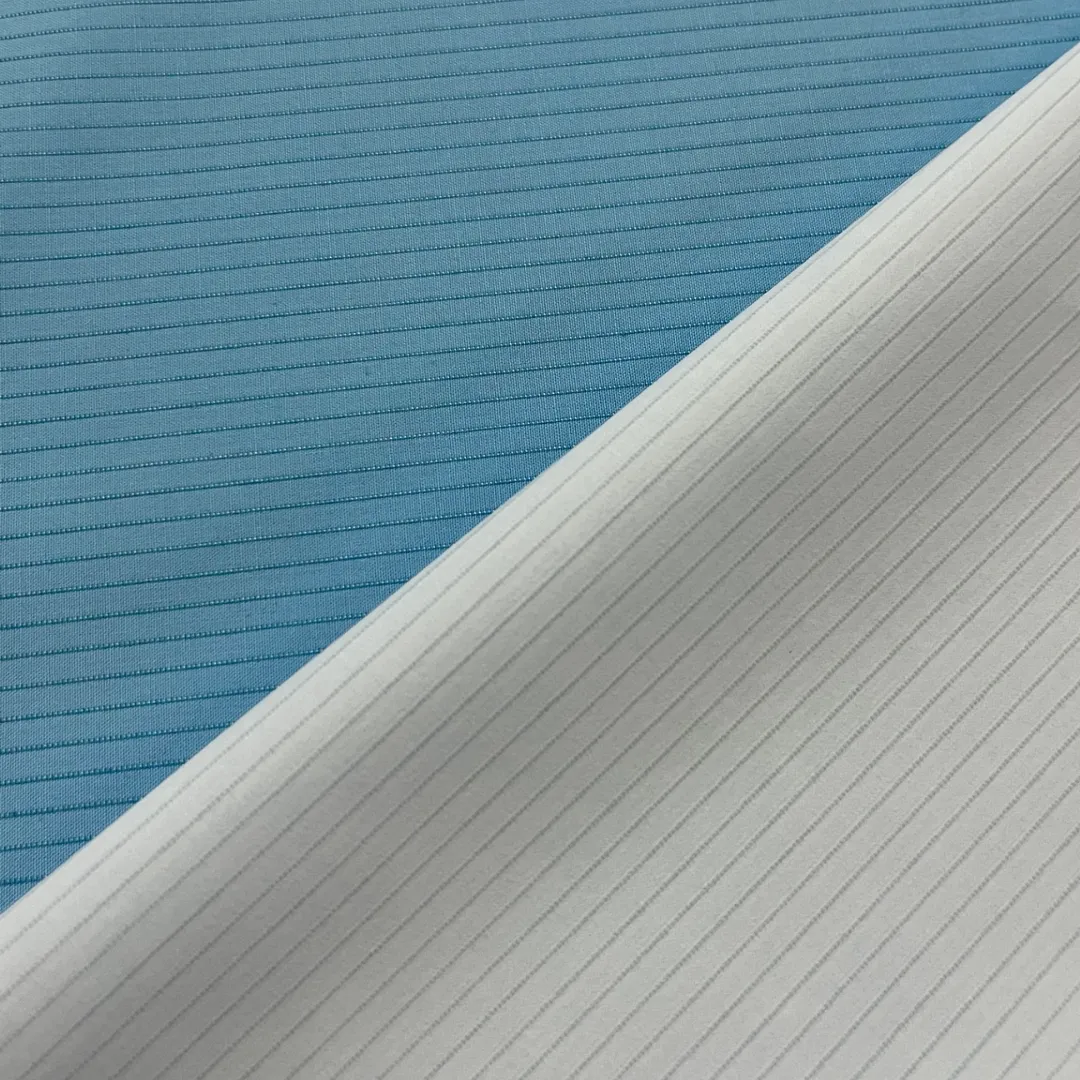 2-Layer WeatherTek Waterproof Breathable Laminate Fabric - Blue Stripes (Sold per Yard)