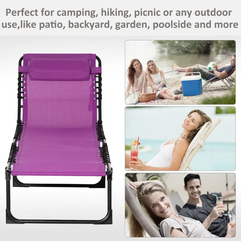 4-Level Adjustable Folding Beach Bed - Purple