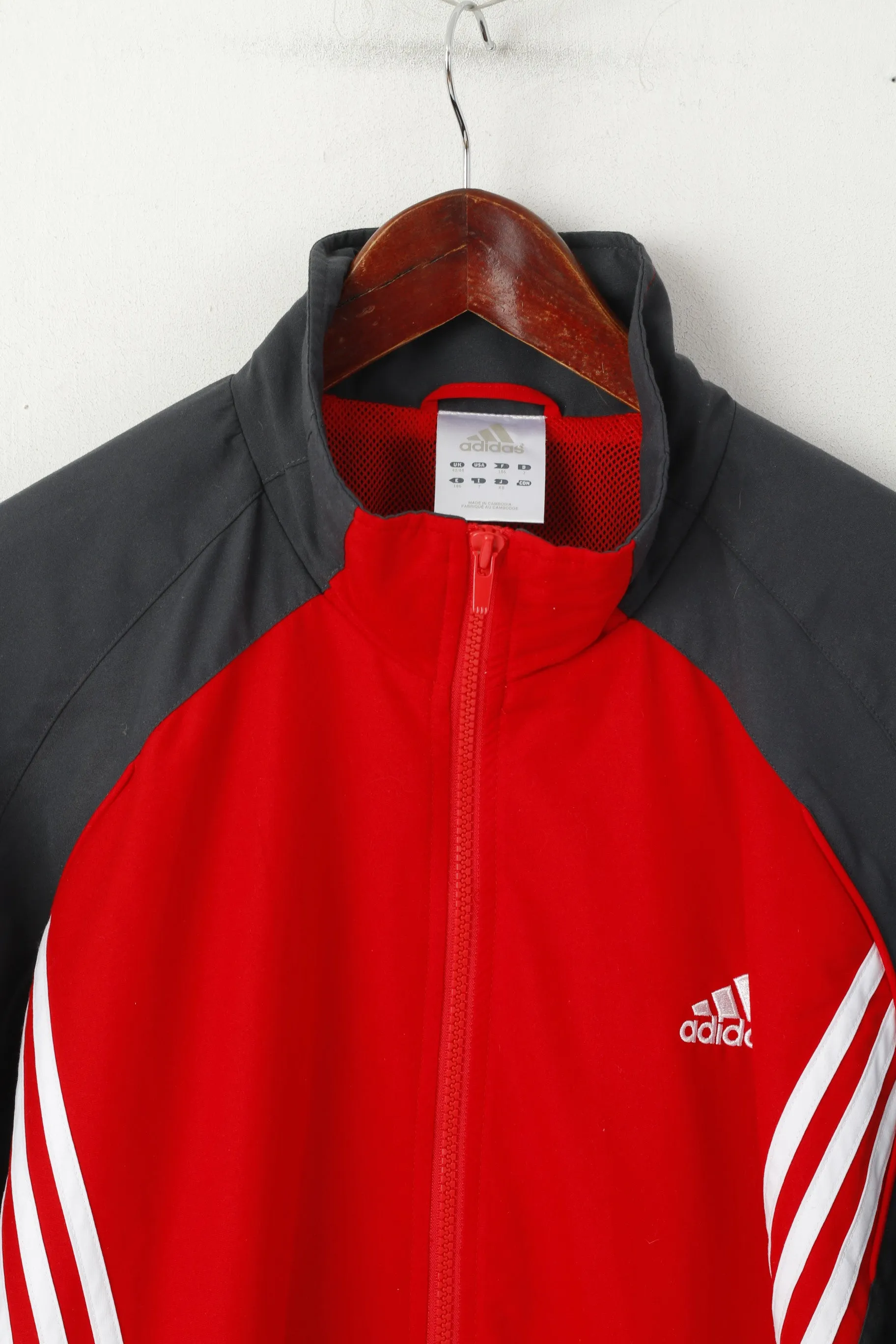 Adidas Men 186 XL Jacket Red Bomber Vintage Full Zipper Activewear Sport Top