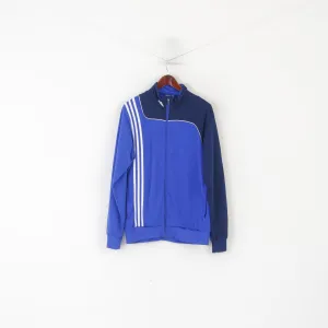 Adidas Men 42/44 L Sweatshirt Blue Shiny Vintage Full Zipper Sport Traning Top