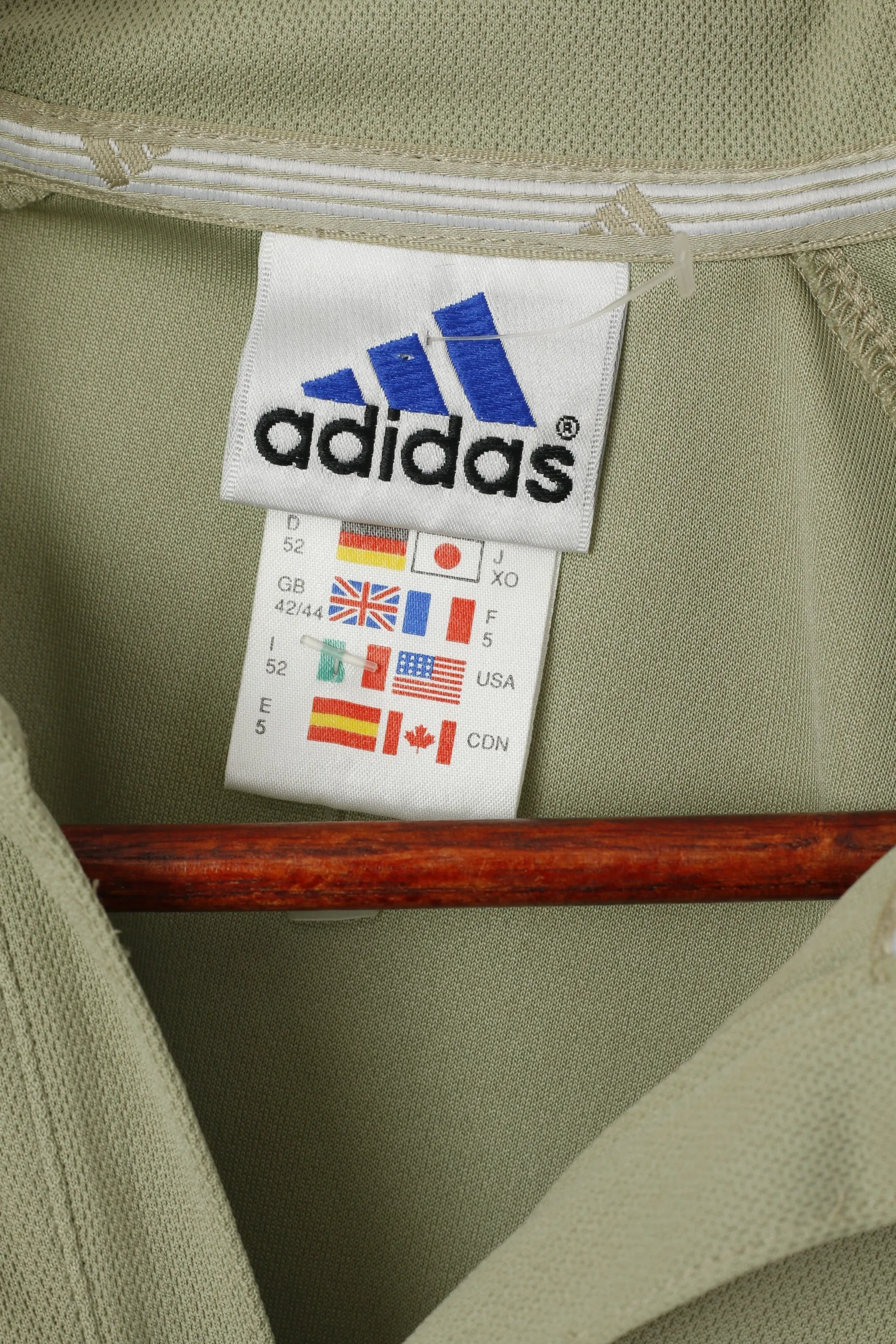 Adidas Men 52 L Polo Shirt Beige Vintage 2001 Climalite Short Sleeve Sport Top