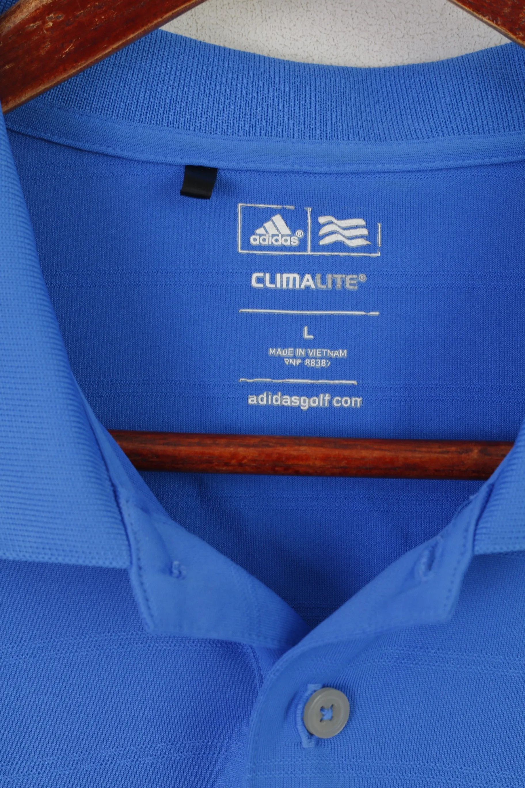 Adidas Men L Polo Shirt Blue Climalite Golf TPC Scottsdale Jersey Vintage Top