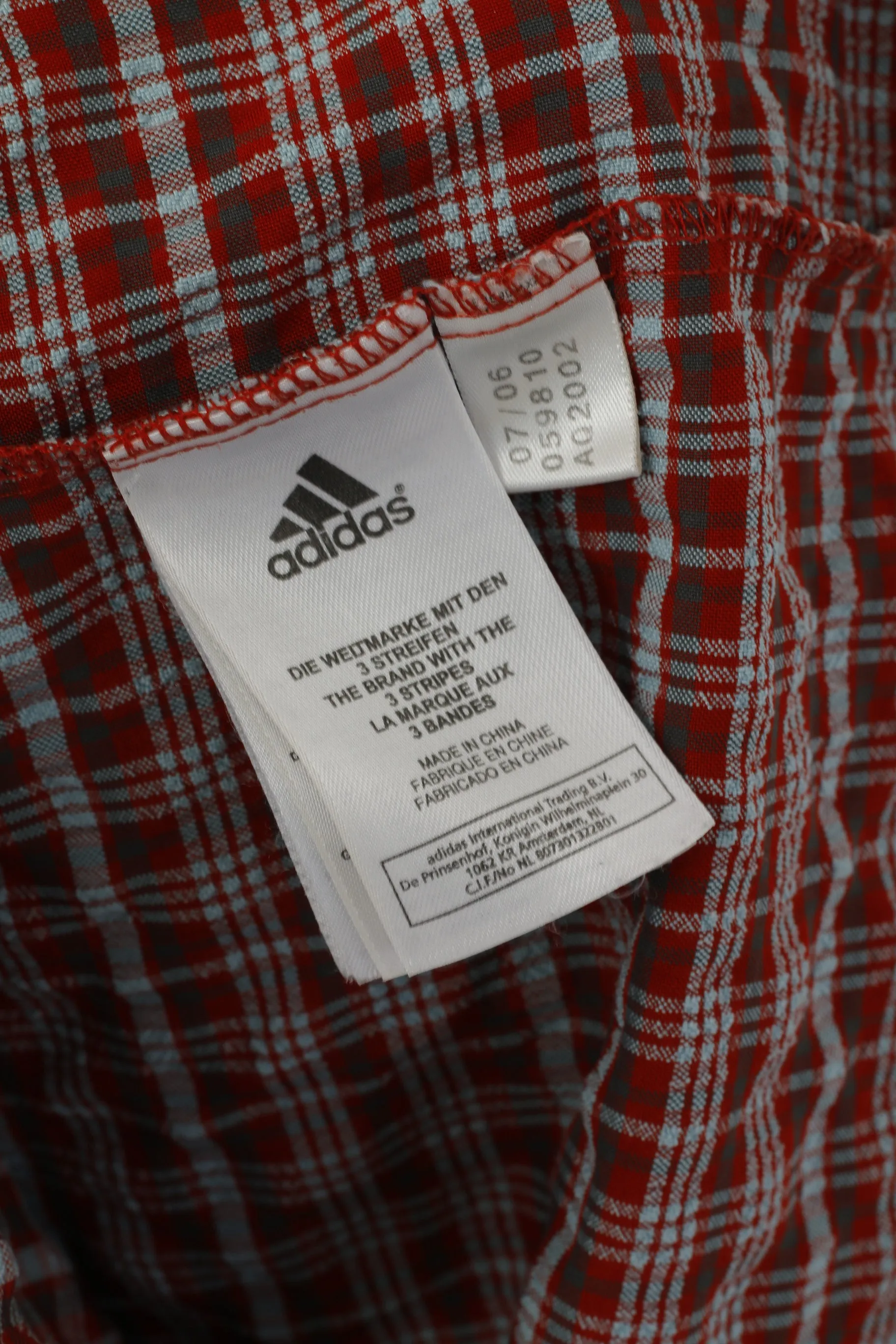 Adidas Men M Casual Shirt Red Outdoor Checkered Detailed Buttons Long Sleeve Top