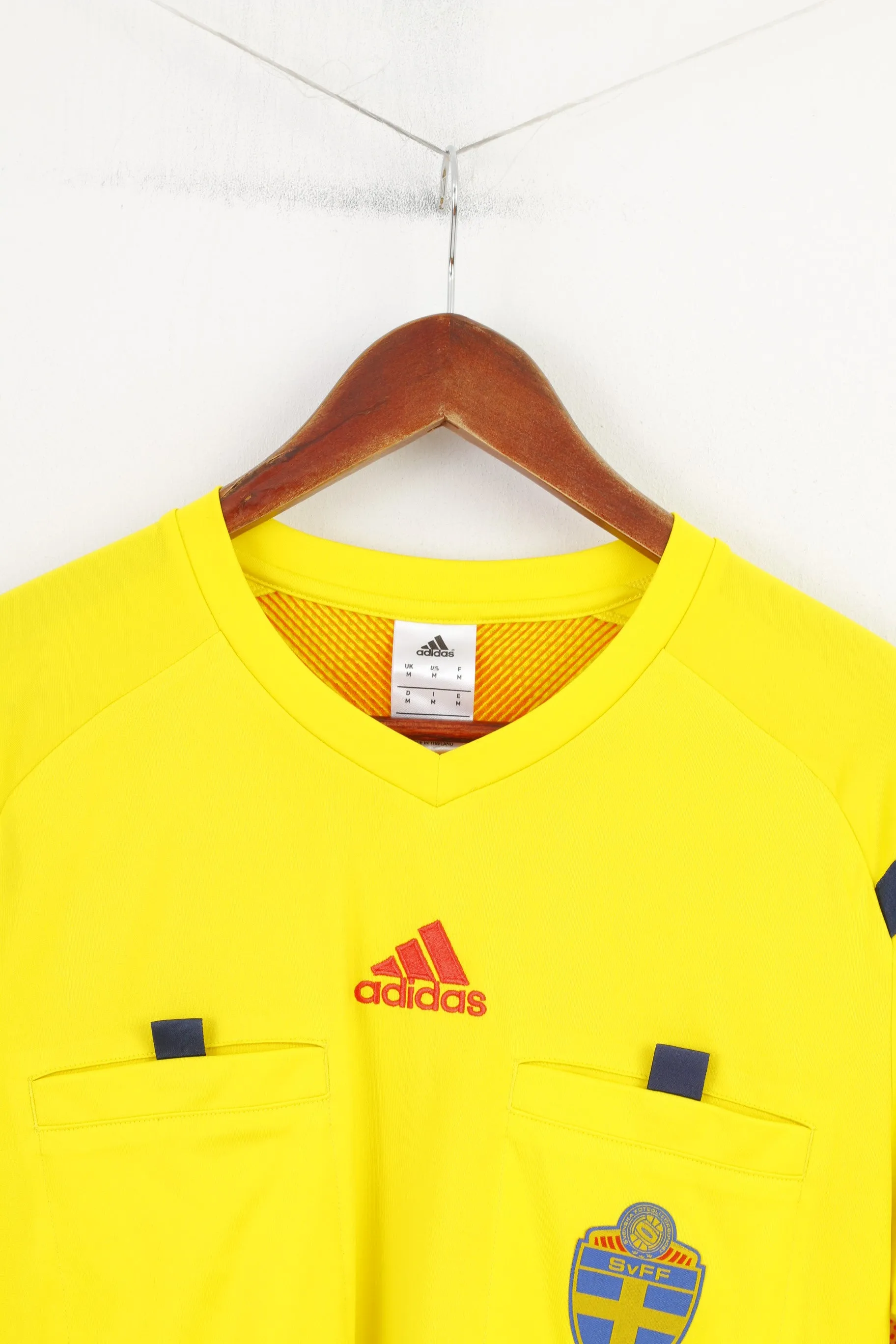 Adidas  Men M Shirt Yellow Football Club Sportswear Svenska Fotbollförbundet Vintage Top