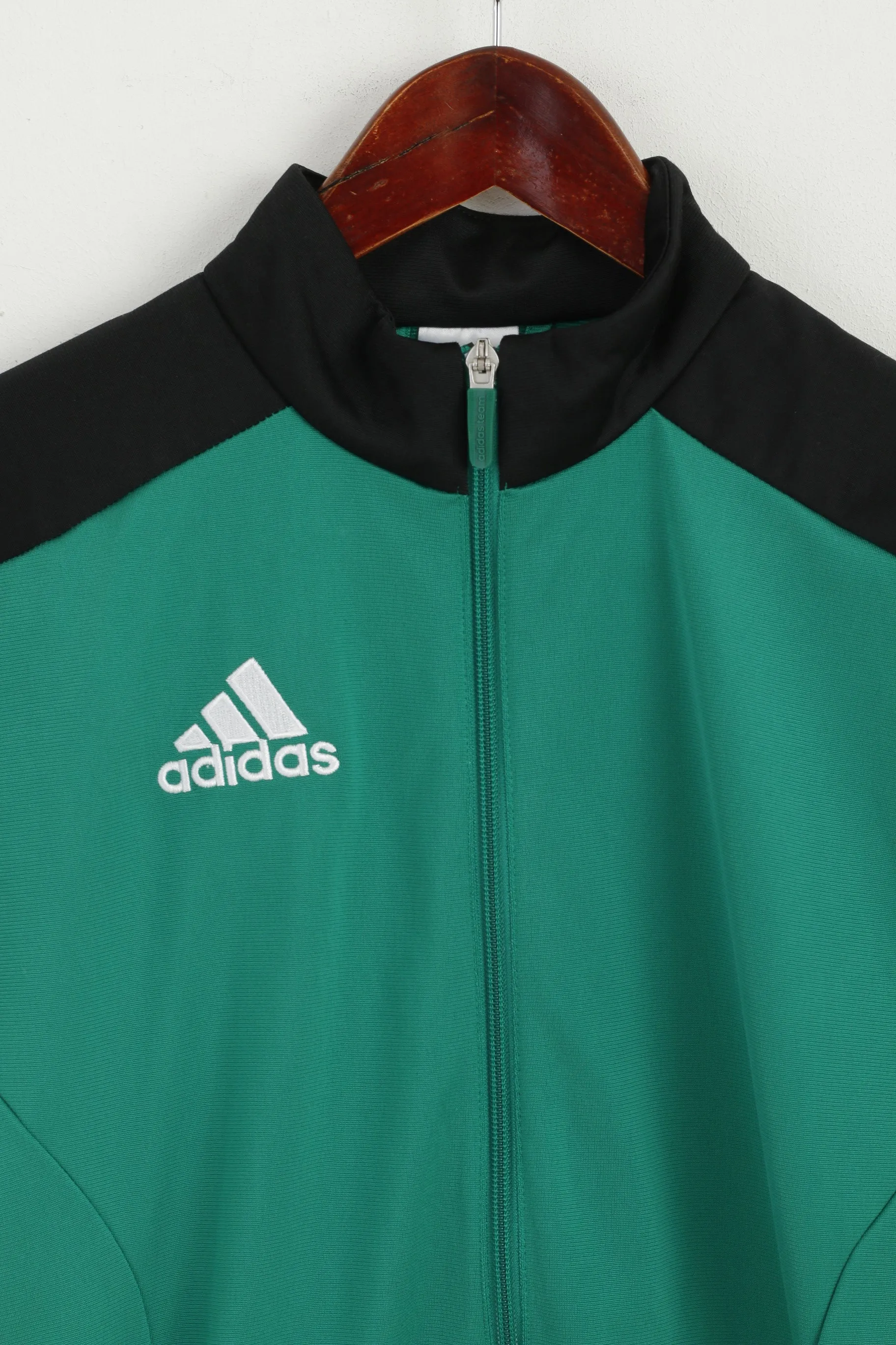 Adidas Men S Sweatshirt Green Shiny Slim Fit Full Zipper Classic Track Top