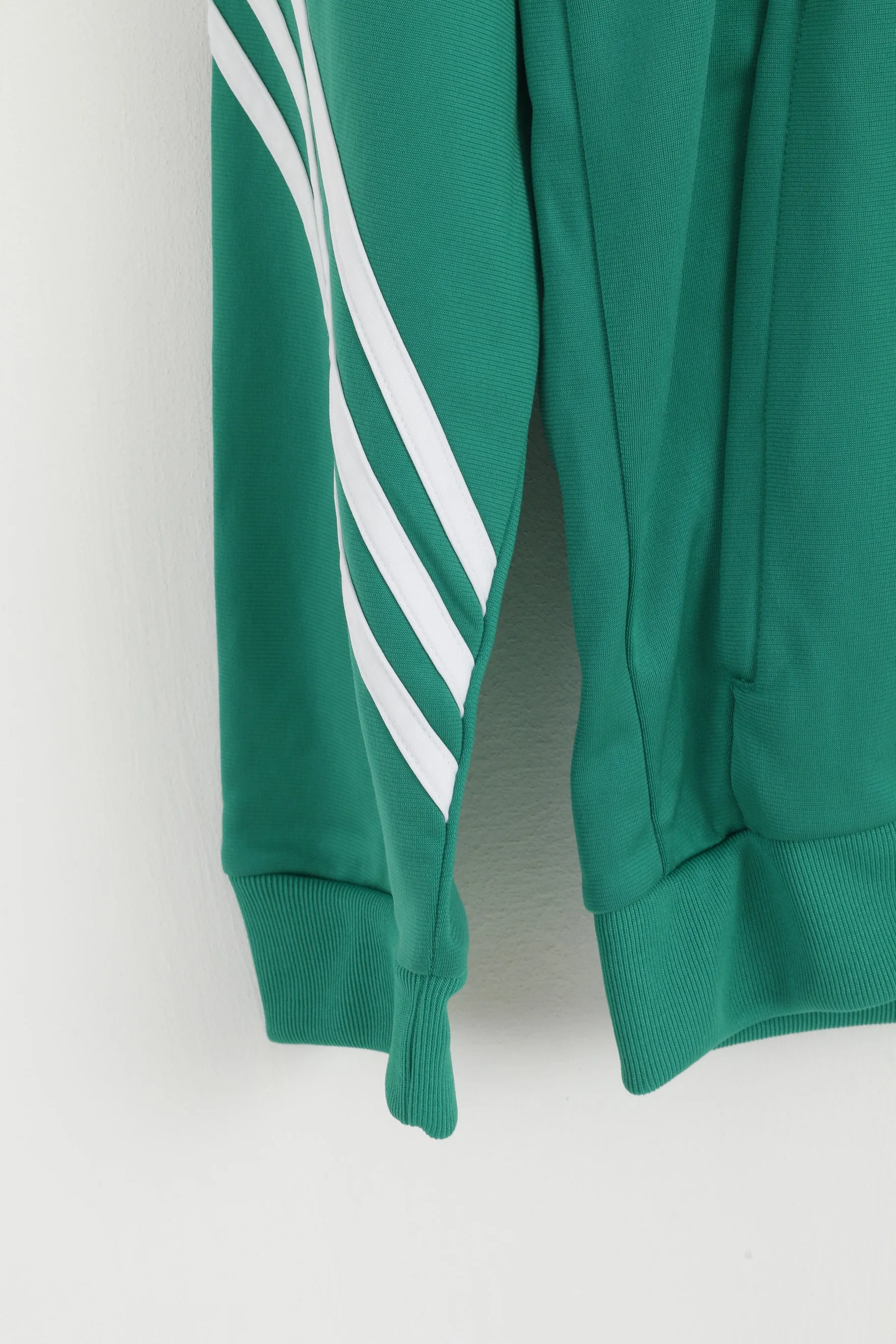 Adidas Men S Sweatshirt Green Shiny Slim Fit Full Zipper Classic Track Top