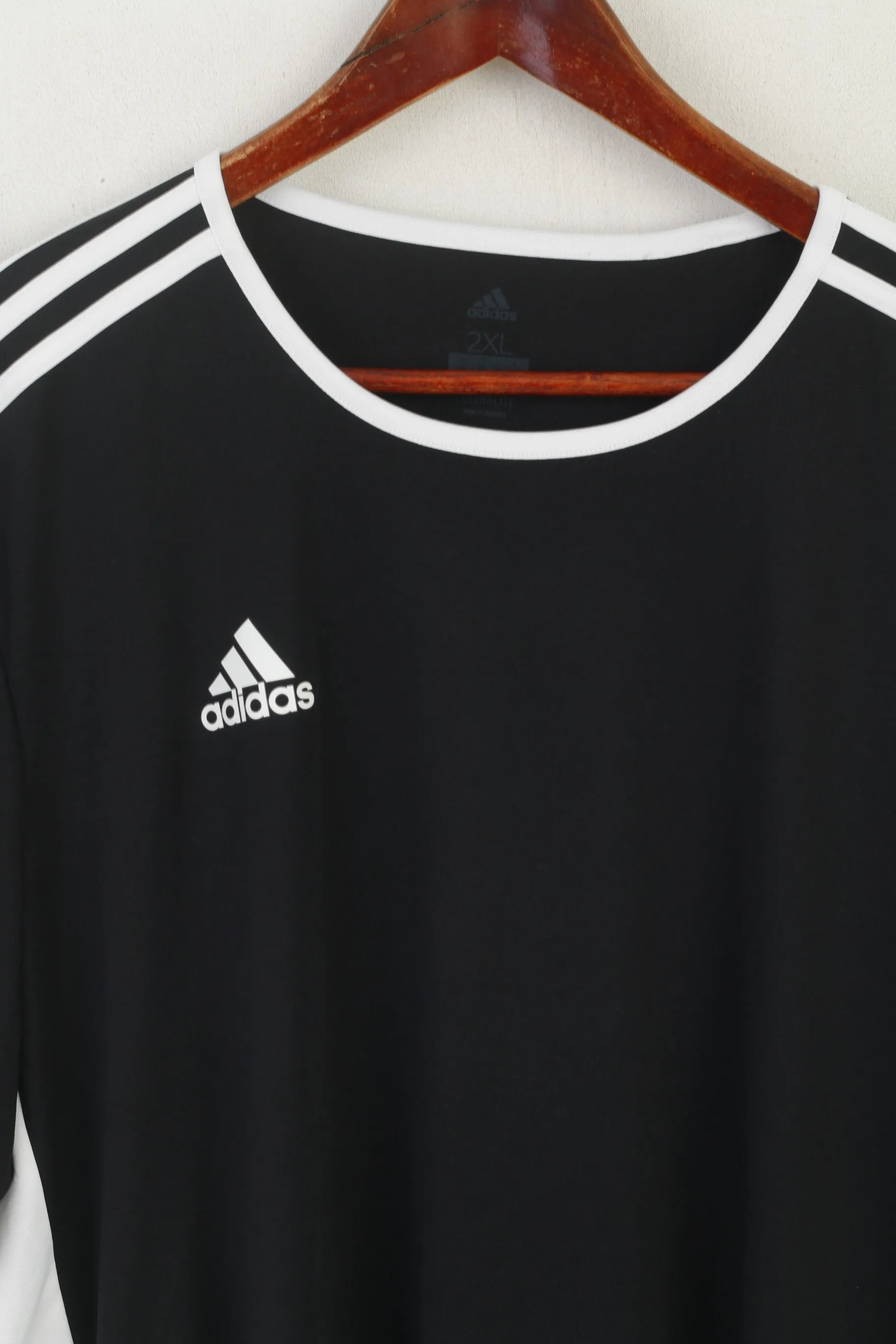 Adidas Men XXL Shirt Black Vintage Activewear Sport Football Jersey Top