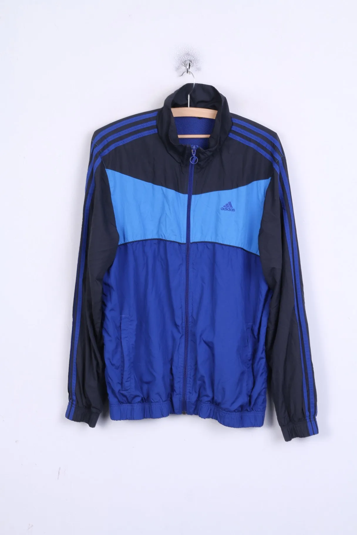 Adidas Mens M Jacket Track Top Blue Training Sportswear Two Pockets