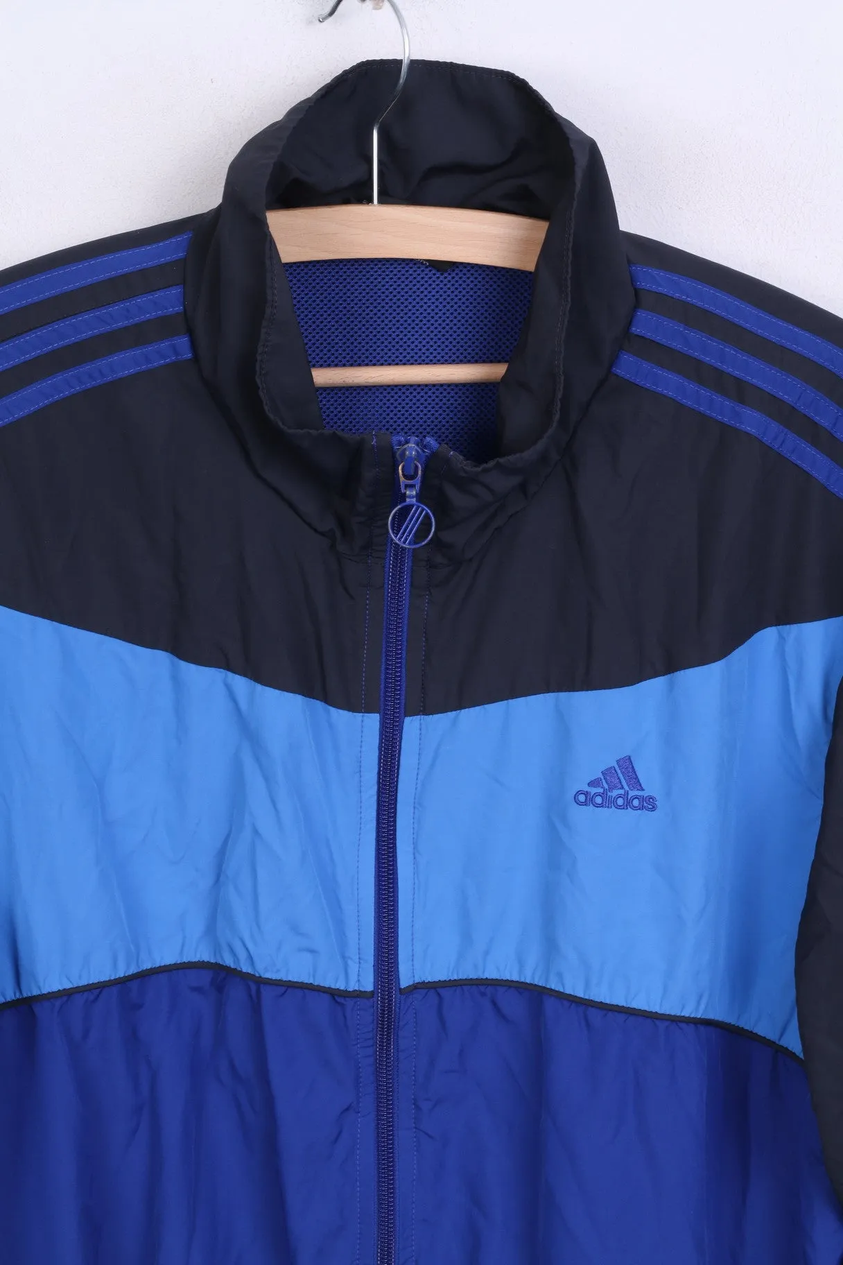 Adidas Mens M Jacket Track Top Blue Training Sportswear Two Pockets