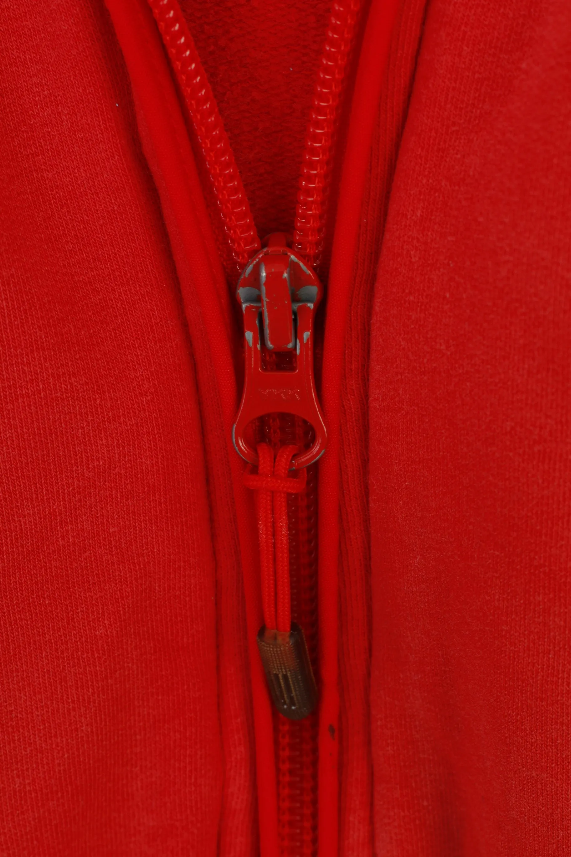 Adidas Woman M Sweatshirt Hood Full Zipper Red Cotton Vintage Sport Top