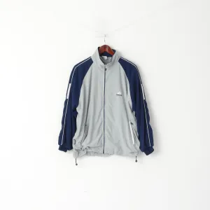 Adidas Women 12 M Jacket Grey Vintage Nylon Full Zipper Activewear Track Top