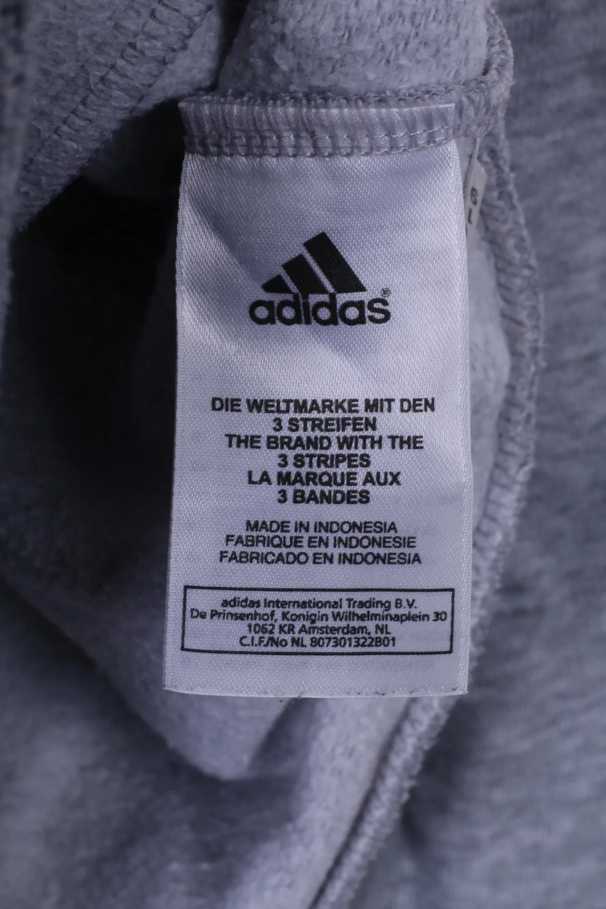 Adidas Womens 18 44 L Sweatshirt Grey Jumper Zip Up Sportswear Cotton Top