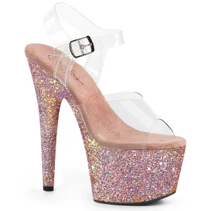 ADORE-708LG  Blush Glitter Platform 7 Inch Heel Stripper Shoe