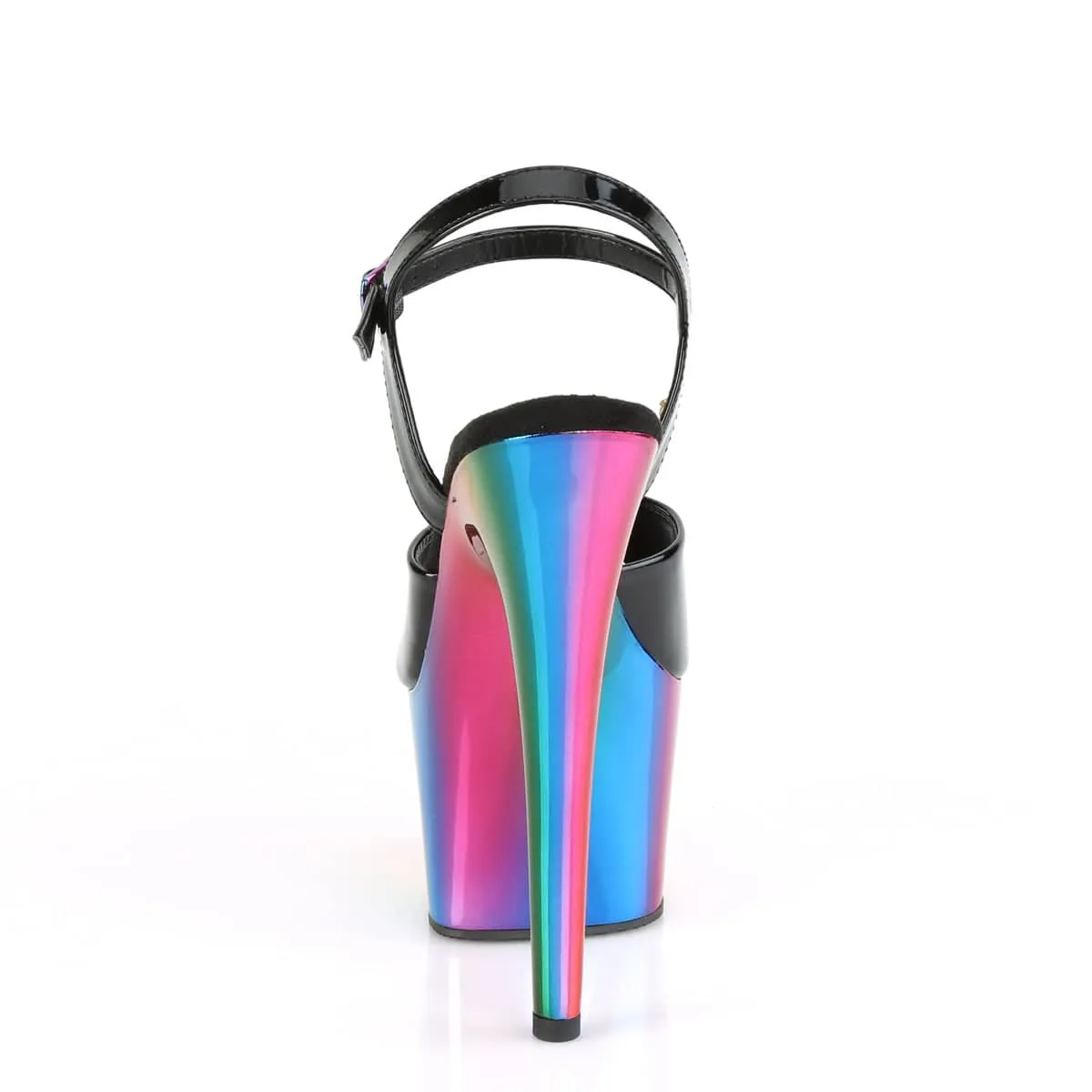 ADORE-709RC Black & Multi Colour Ankle Peep Toe High Heel