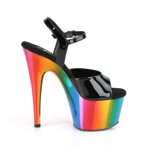 ADORE-709RC Black & Multi Colour Ankle Peep Toe High Heel