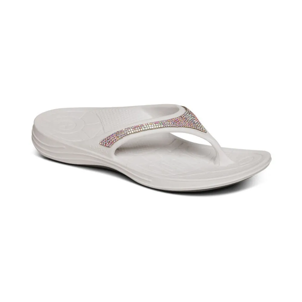 Aetrex Women's Fiji Orthotic Flips Flip Flop White Sparkle