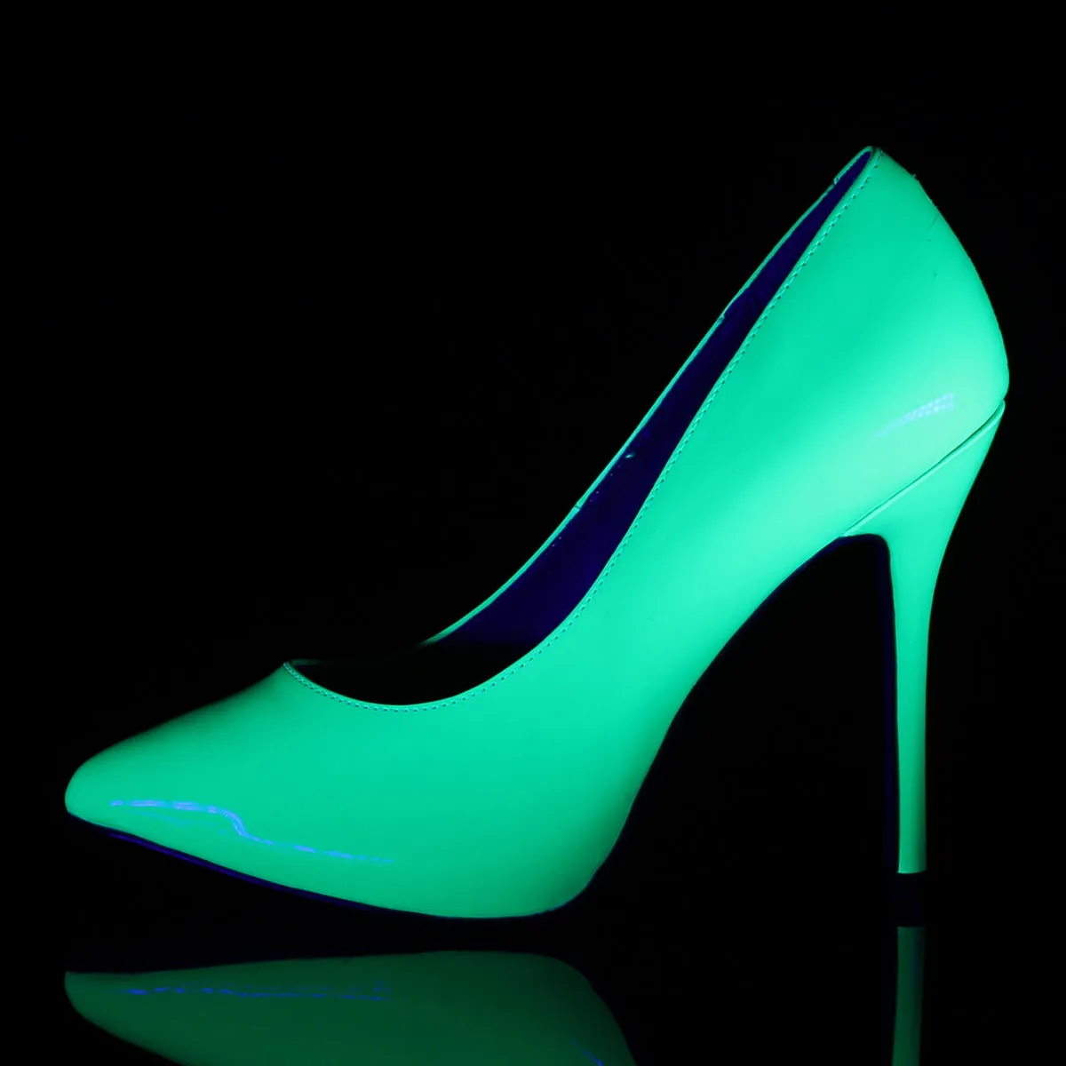 AMUSE-20 Pleaser Shoes Neon Green Hidden Platform Pump