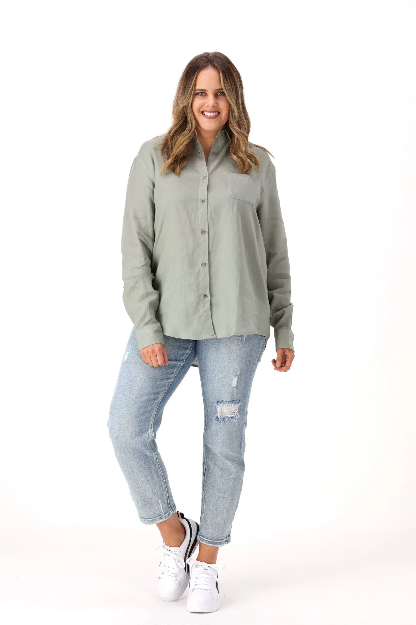 AS Colour Linen Shirt Eucalyptus