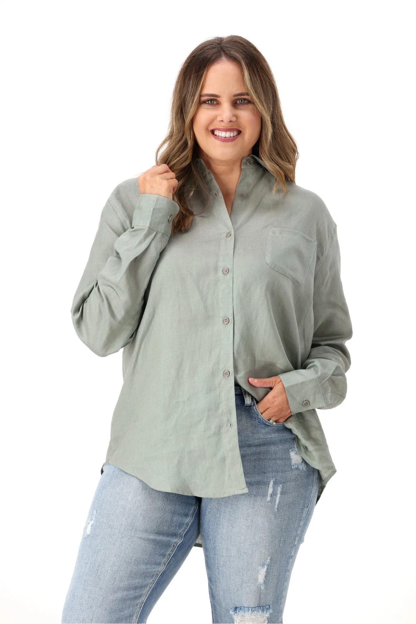 AS Colour Linen Shirt Eucalyptus