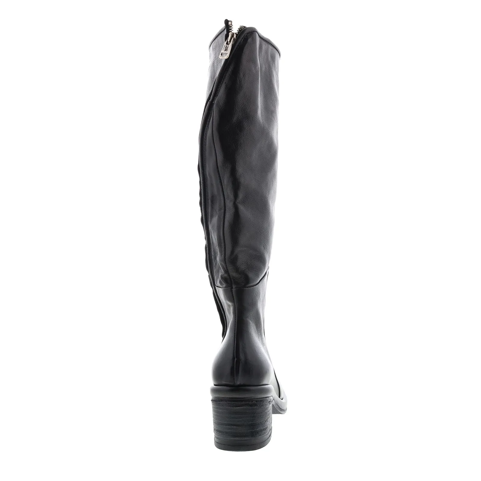 A.S.98 Lynton A95305-101 Womens Black Leather Zipper Knee High Boots