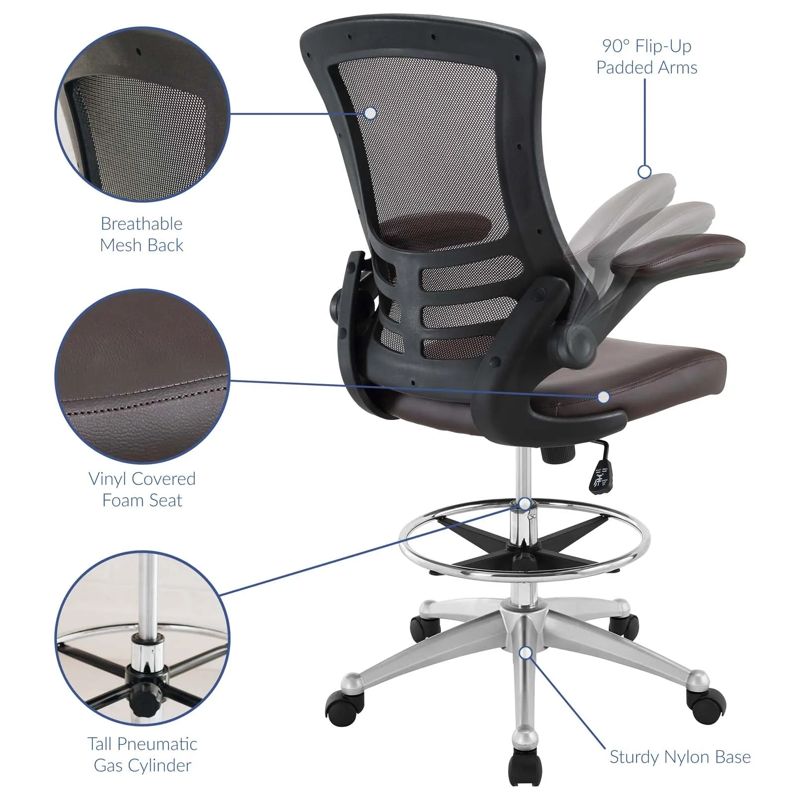 Attainment Vinyl Drafting Chair by Modway