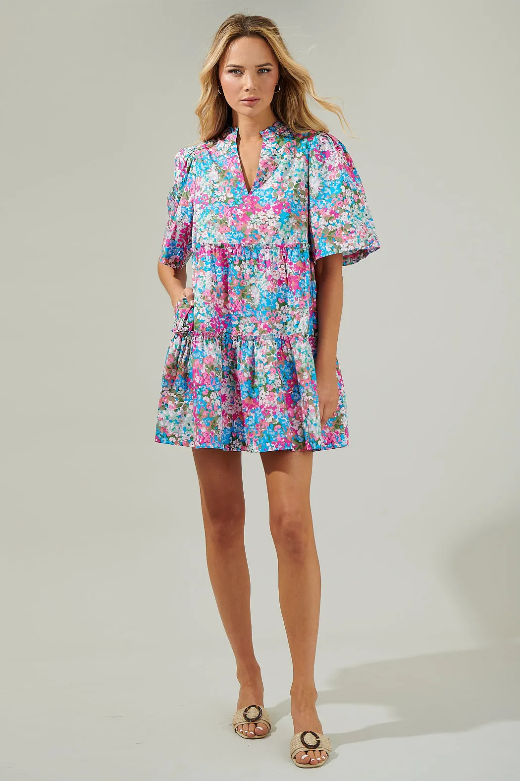 Avery Blossom Dixie Split Neck Shift Dress