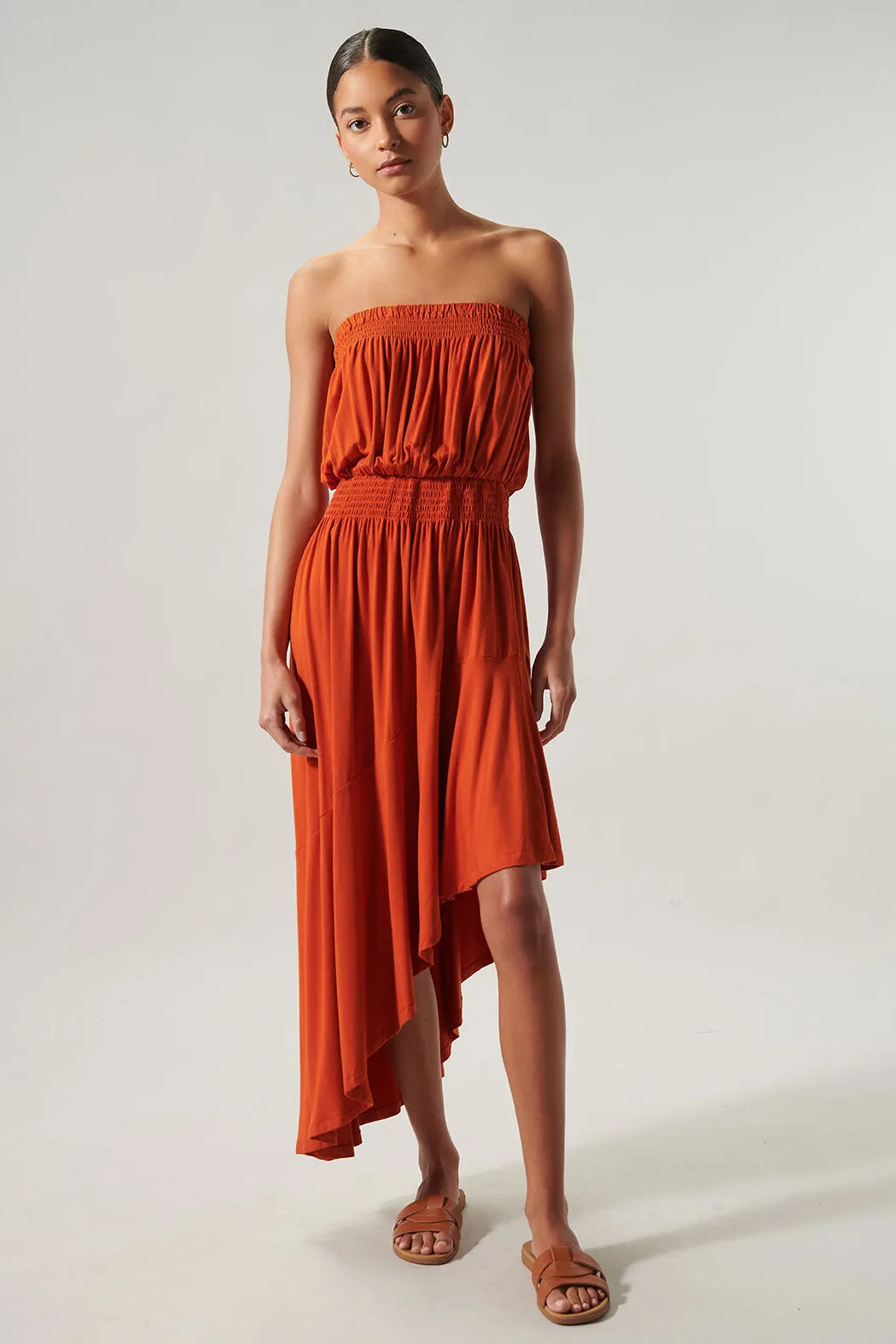 Ayanna Asymmetric Tube Midi Dress