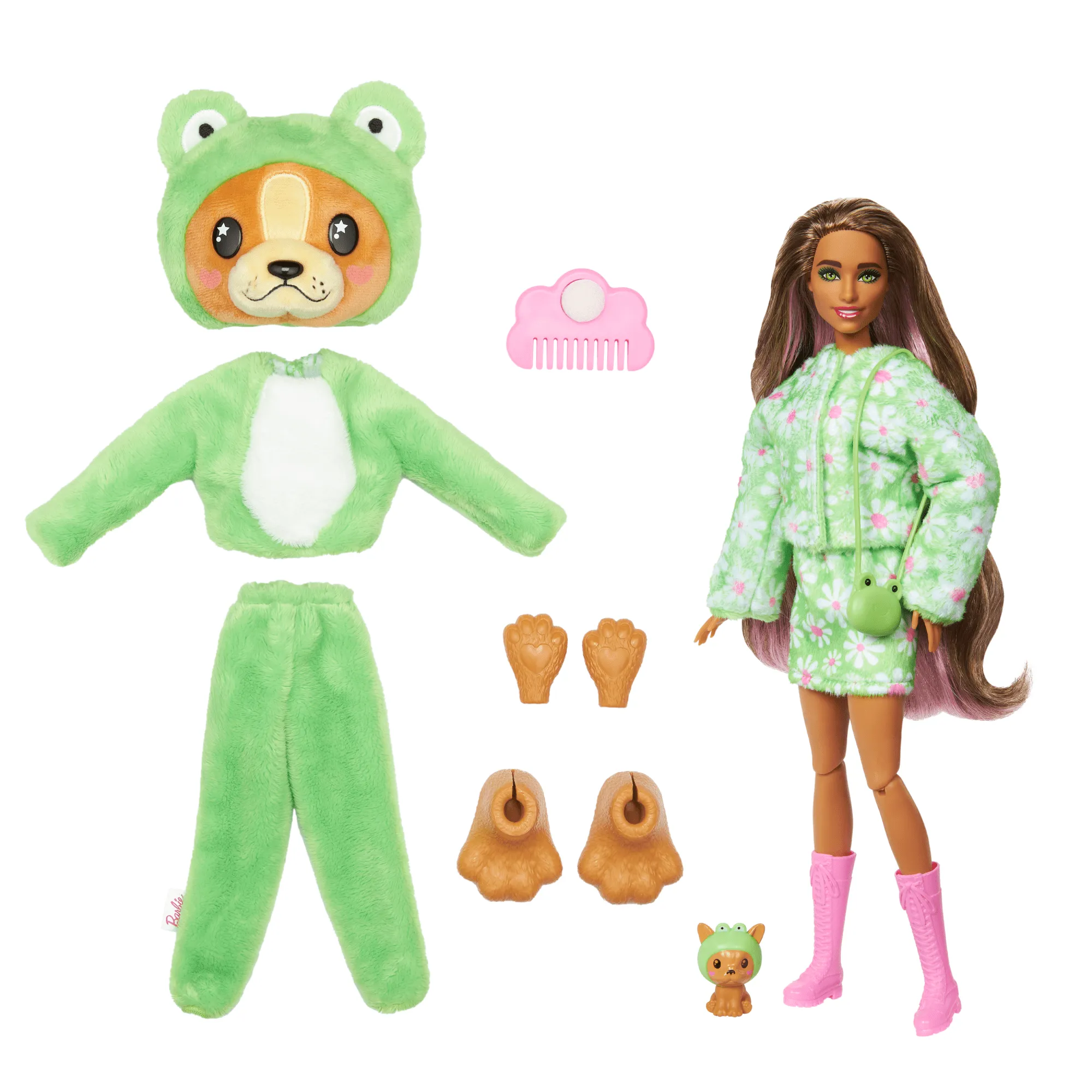 Barbie Cutie Reveal Costume-Themed Series Doll & Accessories With 10 Surprises, Puppy As Frog