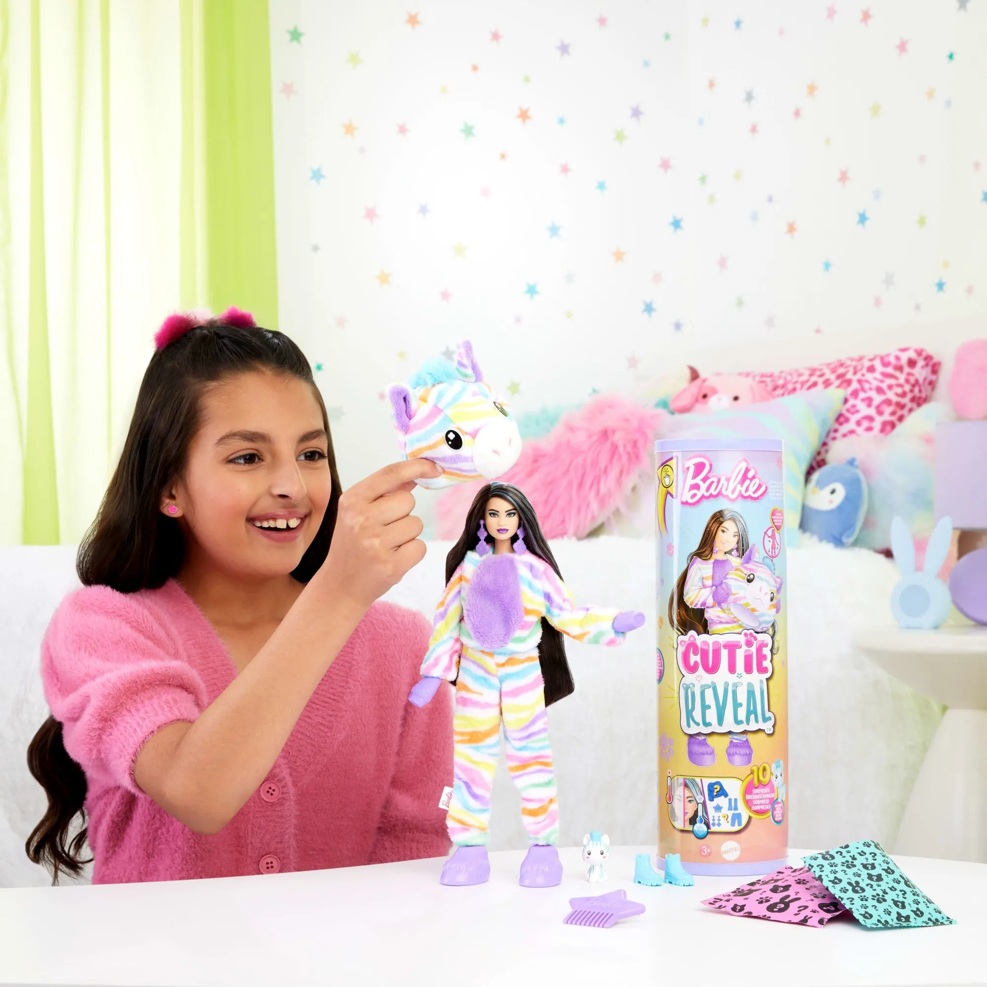 Barbie Cutie Reveal Zebra Doll & Accessories, Color Dream Series With 10 Surprises