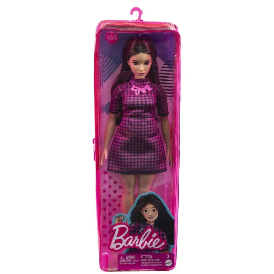 Barbie Fashionistas Doll #188, Curvy, Dress & Love Necklace by Mattel