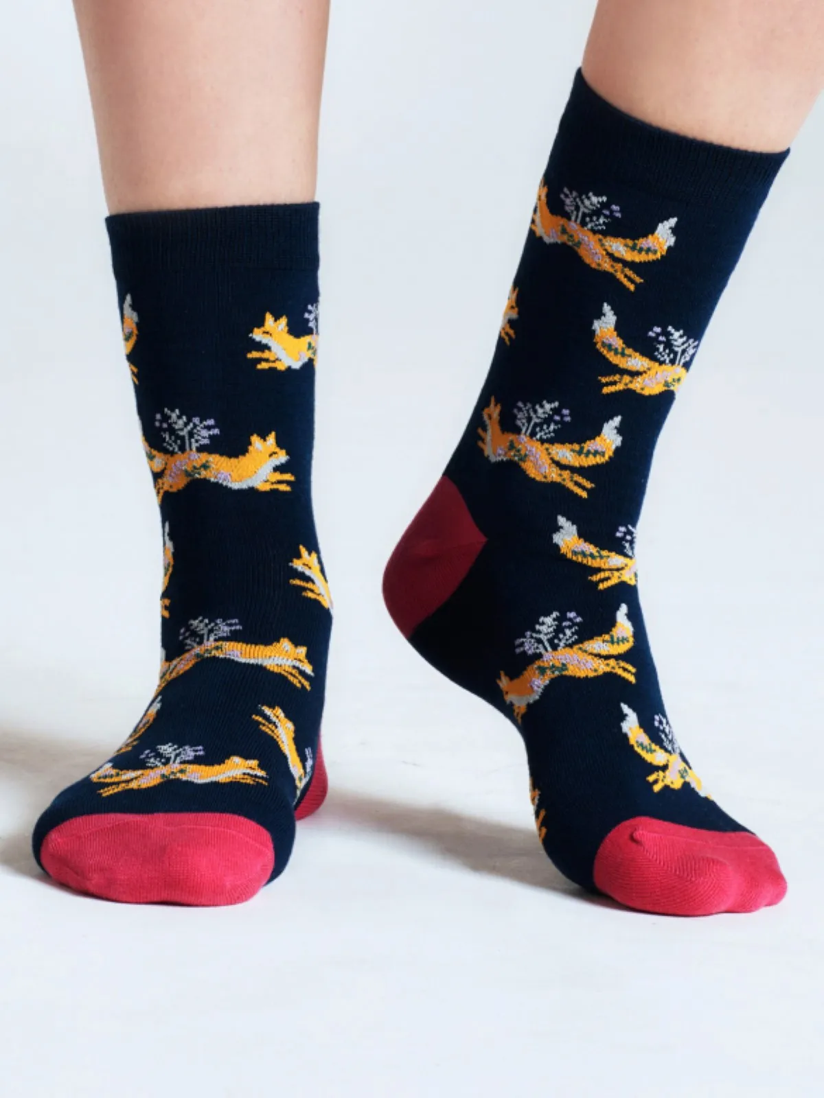 Bess Fox Bamboo Socks - Navy