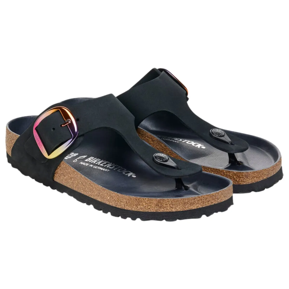 Birkenstock Women's Gizeh Big Buckle Iridescent Black Nubuck