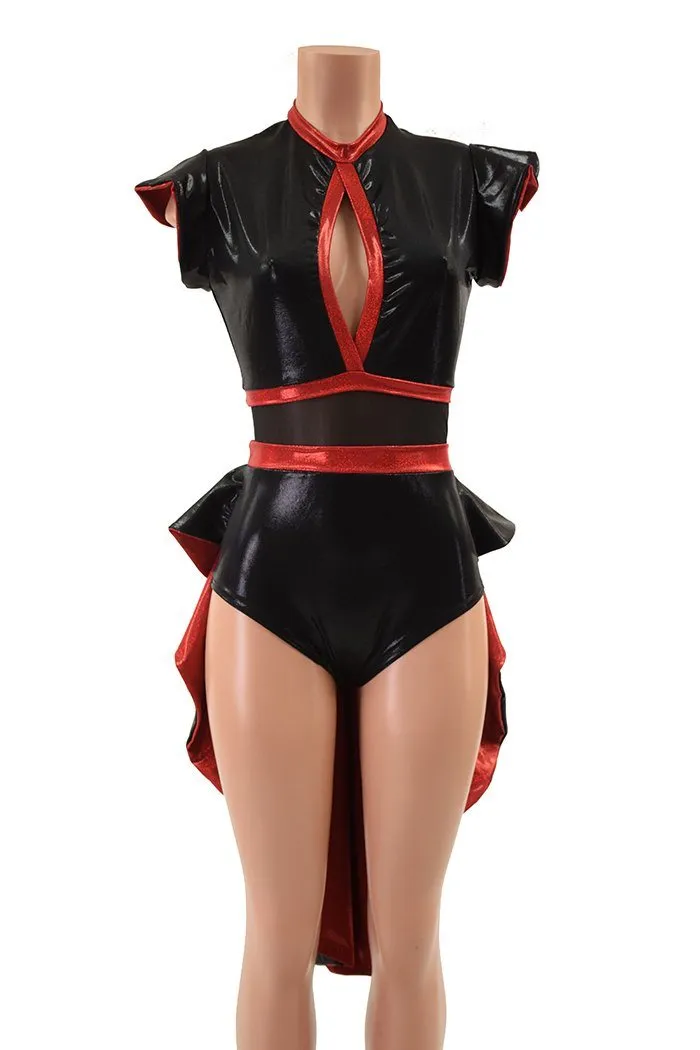 Black & Red Tuxedo Back Romper