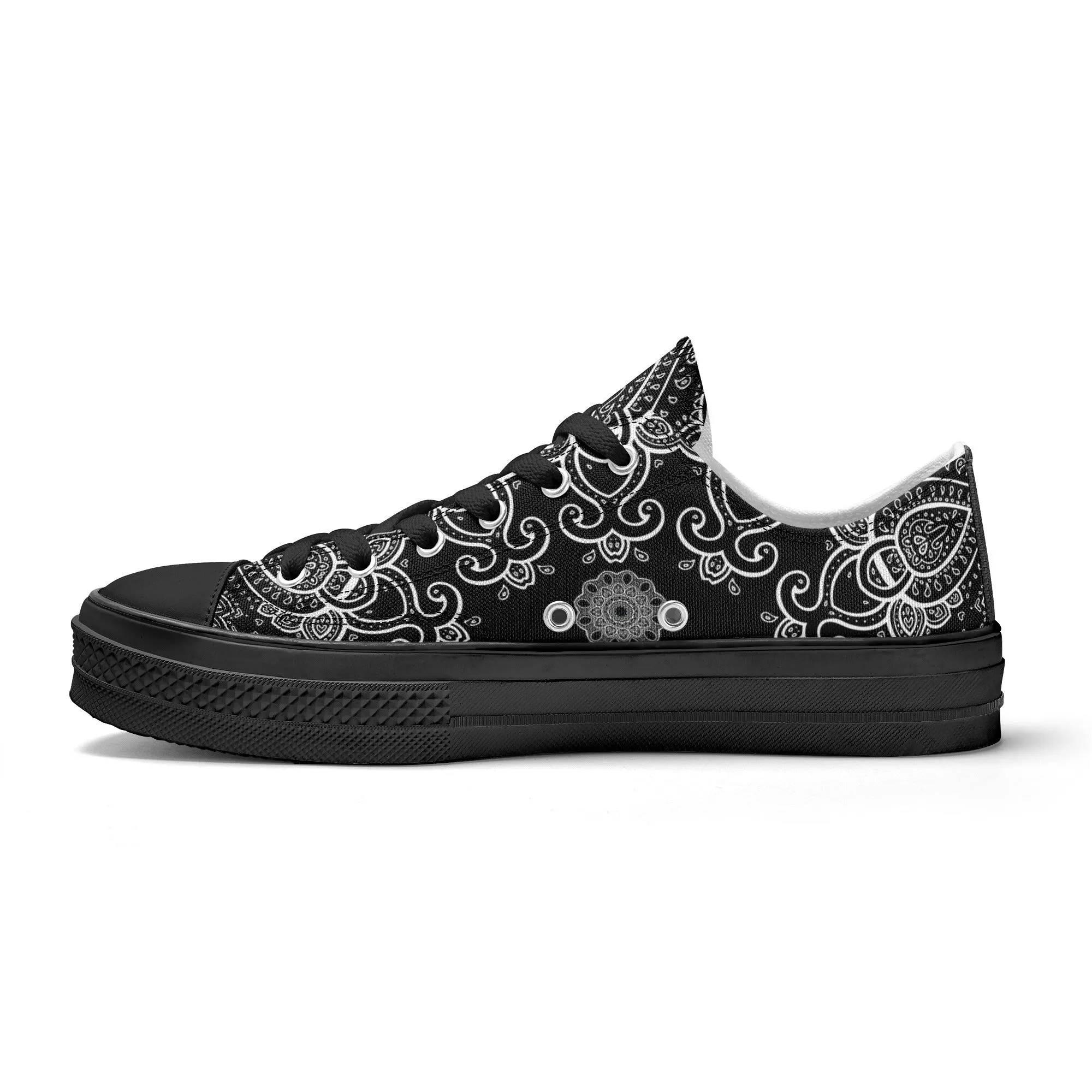 Black & White Abstract Design Pattern - Mens Classic Low Top Canvas Shoes for Footwear Lovers