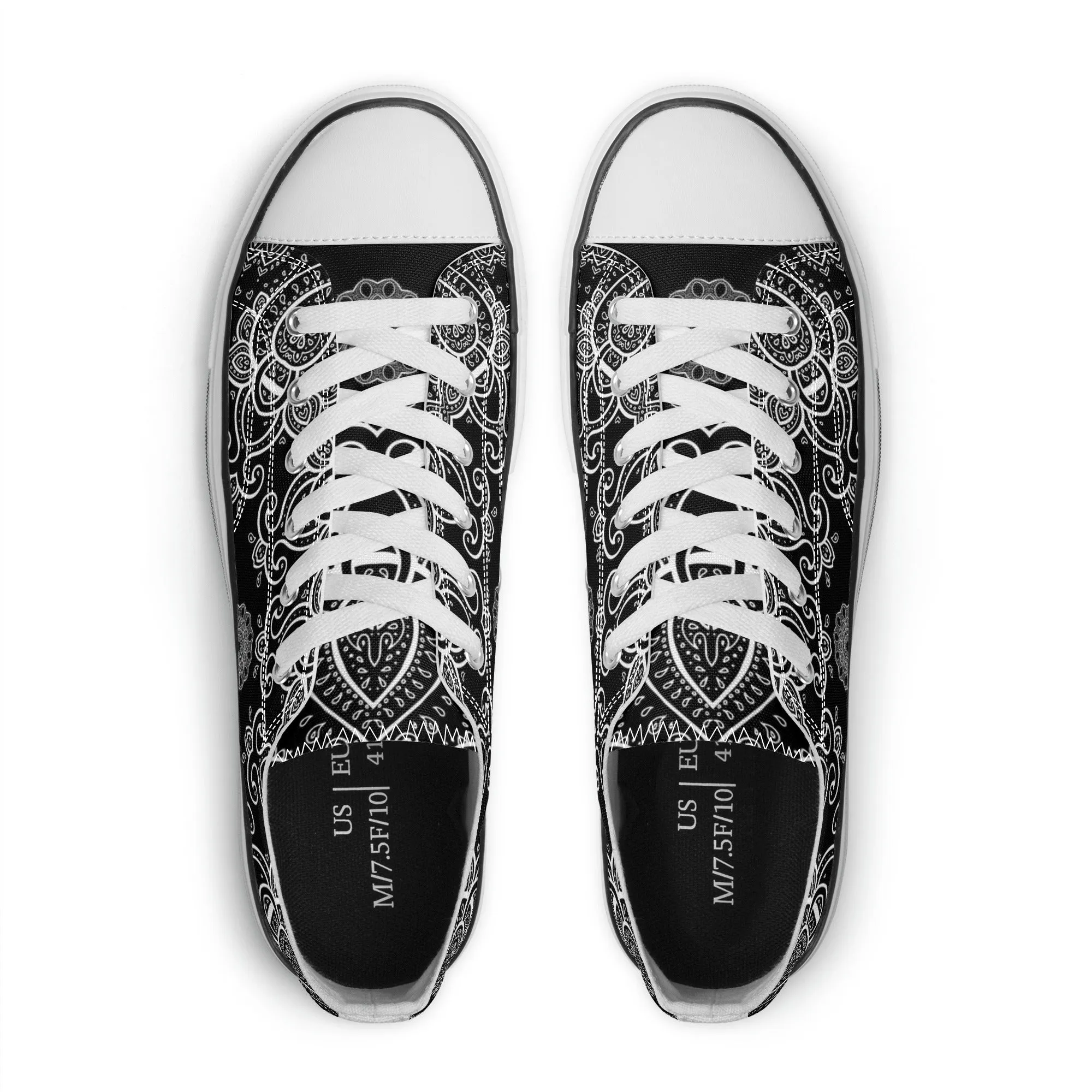 Black & White Abstract Design Pattern - Mens Classic Low Top Canvas Shoes for Footwear Lovers