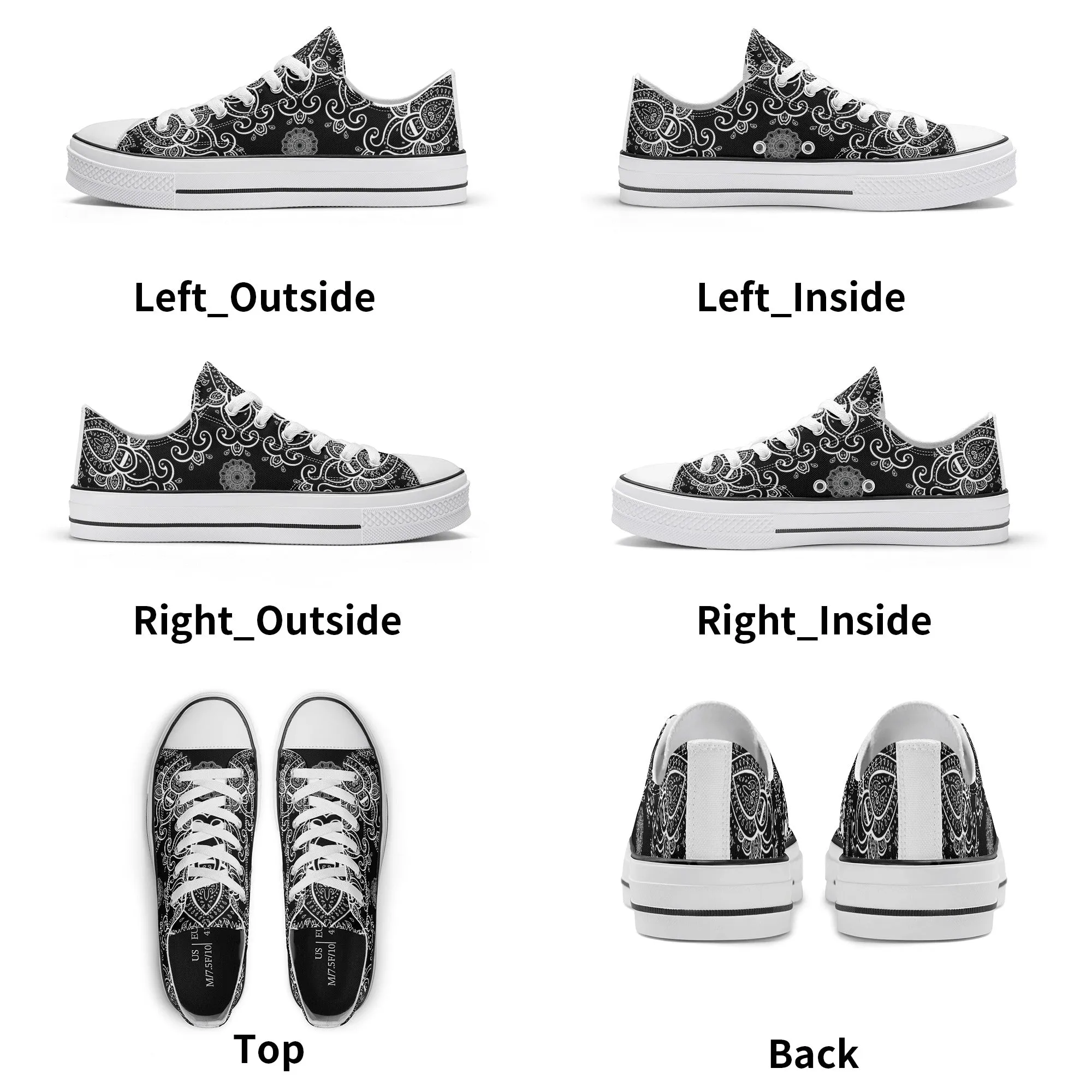 Black & White Abstract Design Pattern - Mens Classic Low Top Canvas Shoes for Footwear Lovers