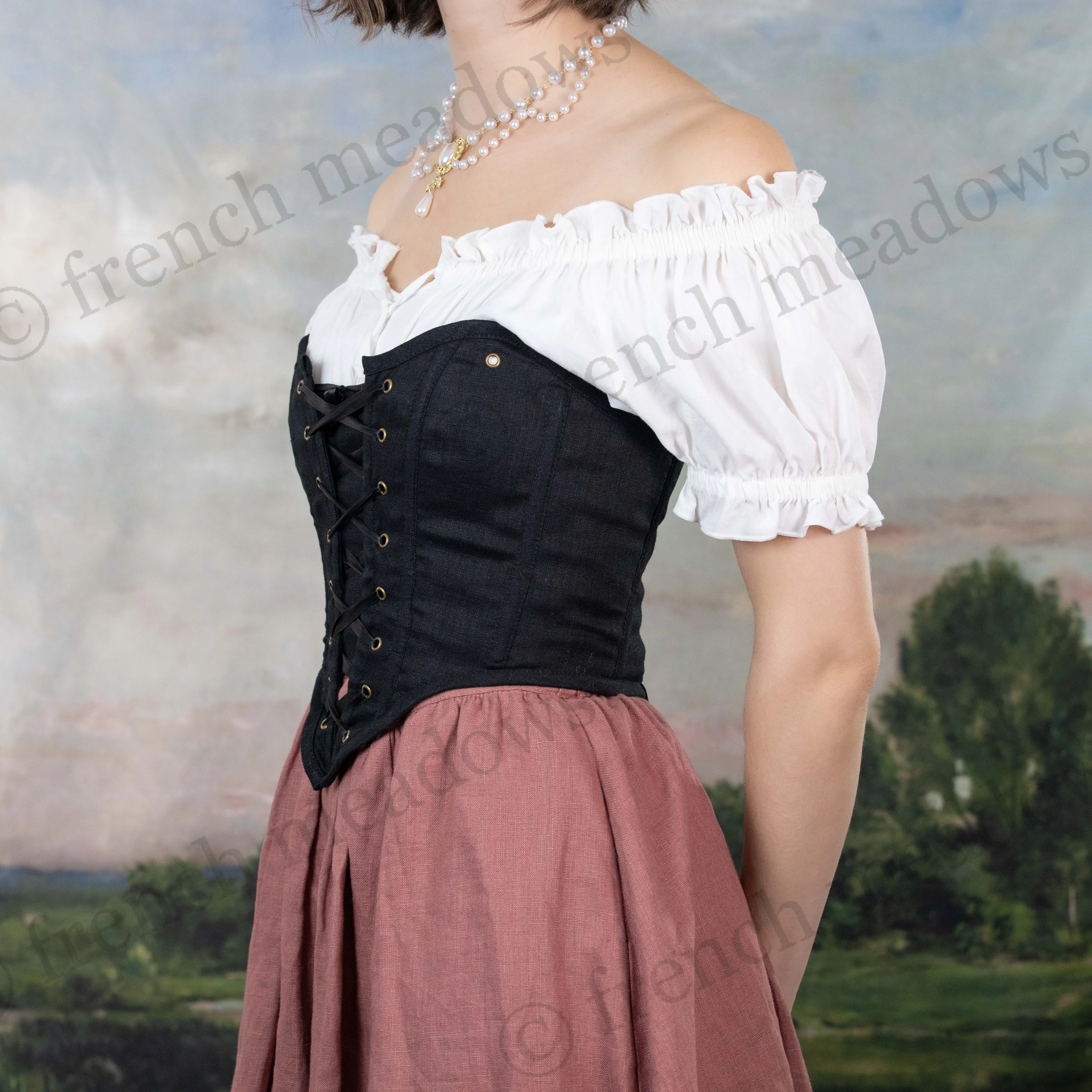 Black Cotton Corset Top