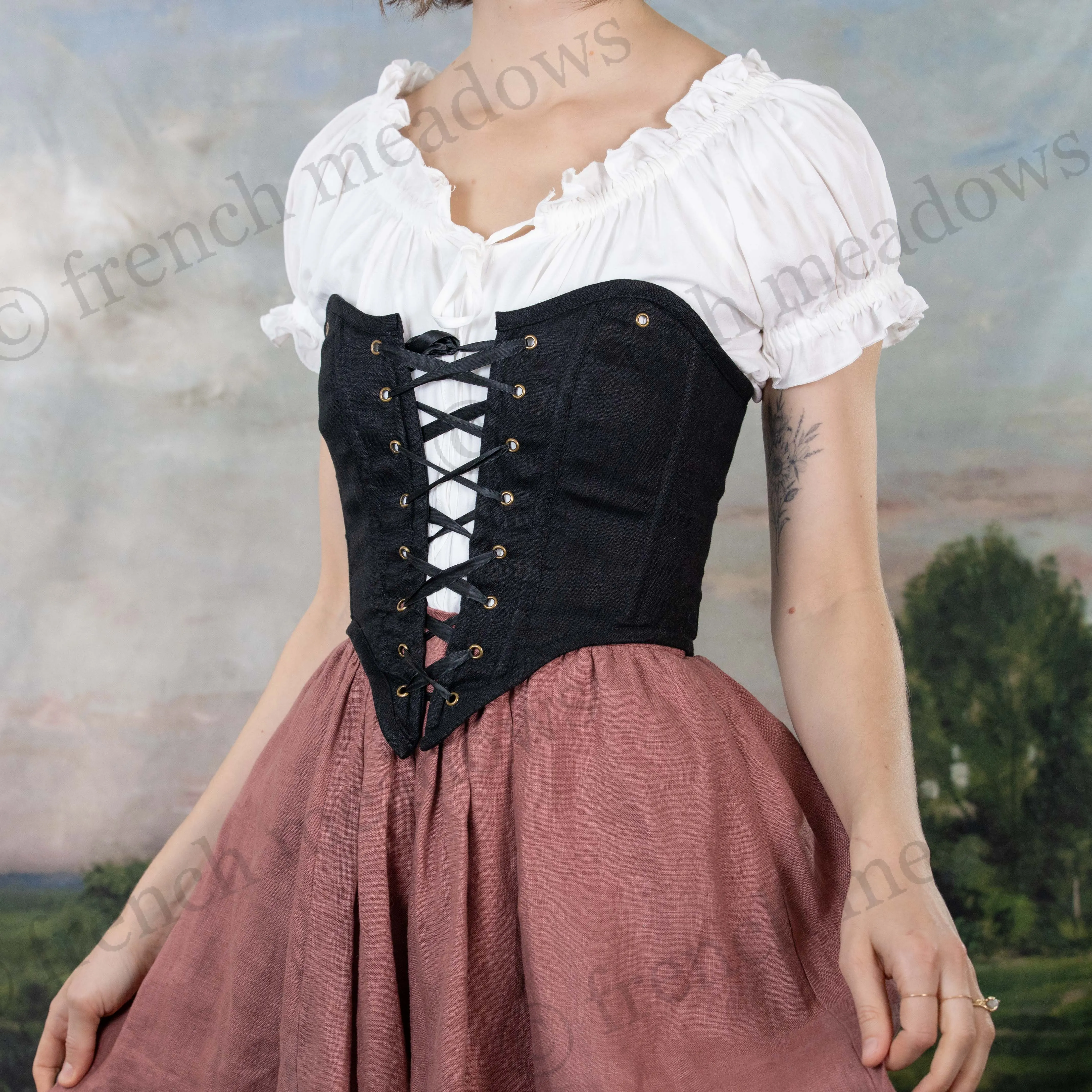 Black Cotton Corset Top