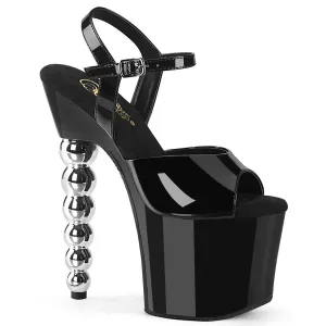 BLISS-709 Black Platform 7 Inch Beaded Heel Stripper Sandal