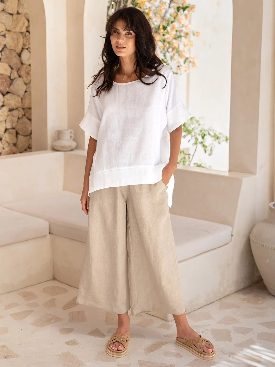 Costa French Linen and Cotton Top White