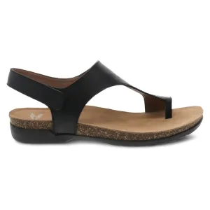 Dansko Womens Reece Sandals - Black Waxy Burnished Leather