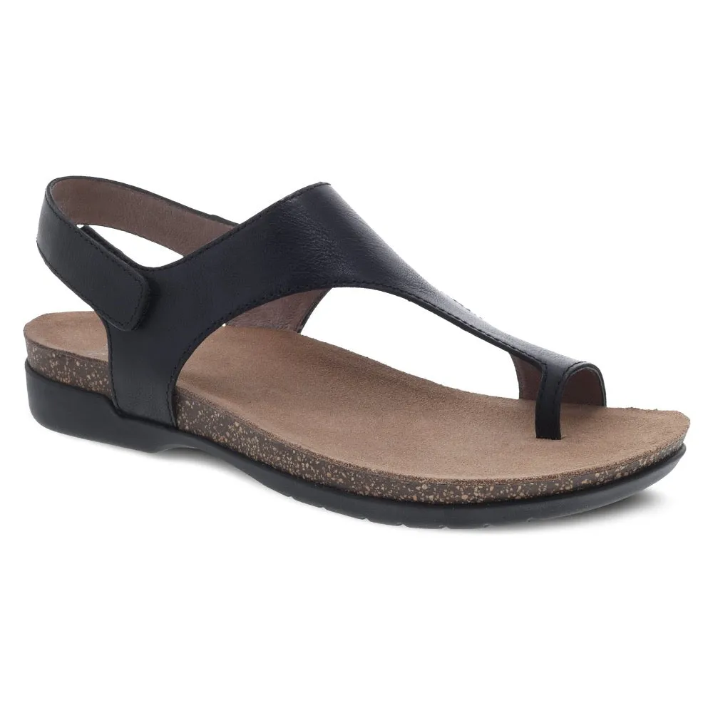 Dansko Womens Reece Sandals - Black Waxy Burnished Leather