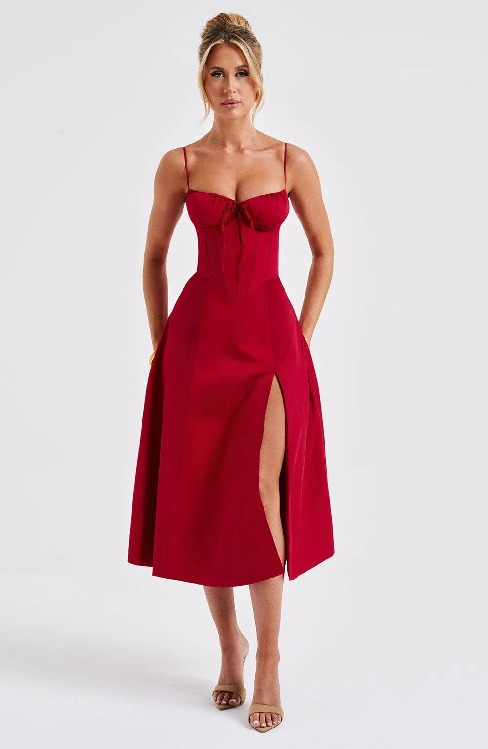 Deanna Midi Dress - Red