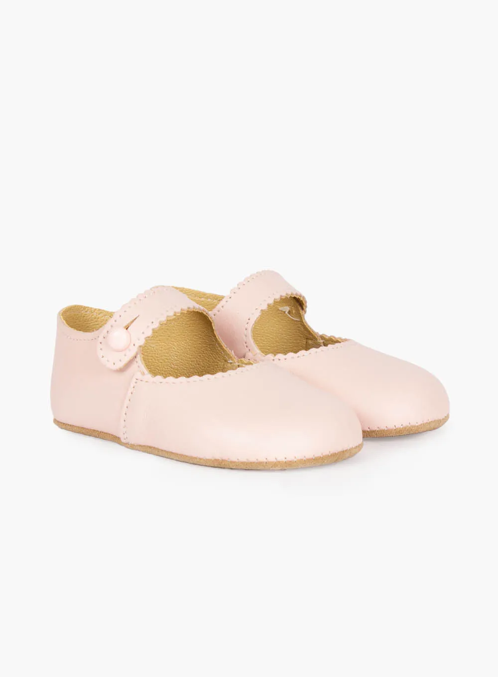 Premium Baby Pink Emma Leather Pre-Walker Shoes for Infants