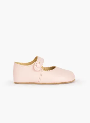 Premium Baby Pink Emma Leather Pre-Walker Shoes for Infants