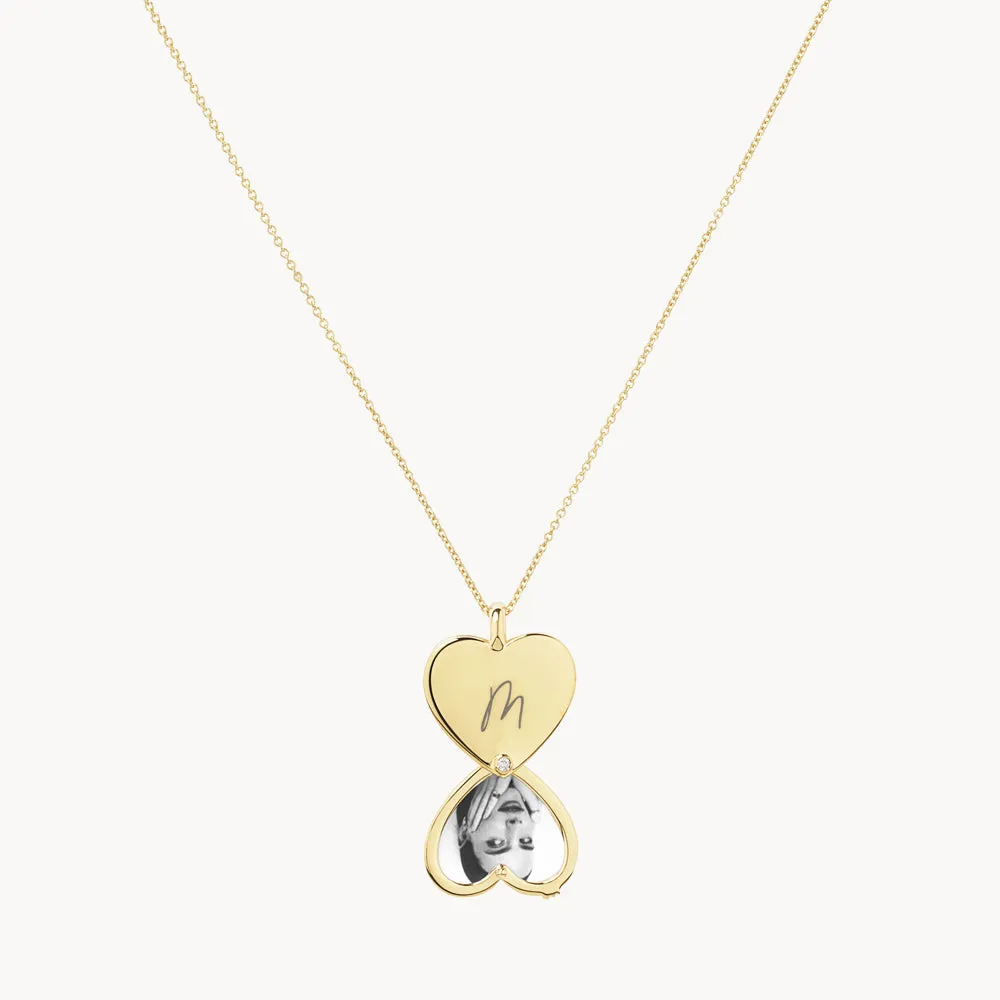 Engravable Heart Flip Locket Necklace in Gold