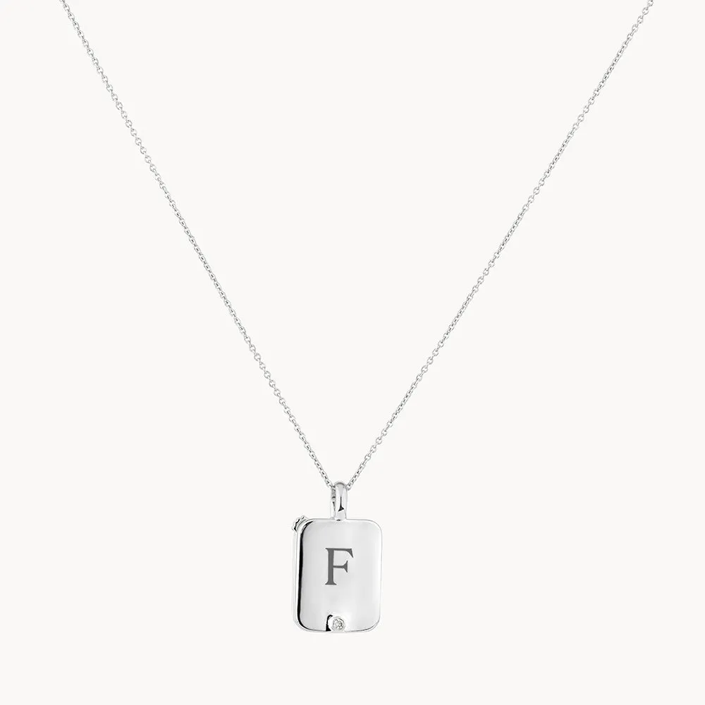 Engravable Rectangle Flip Locket Necklace in Silver