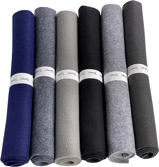 FabricLA Craft Felt Rolls 6 Pieces Non-Woven Soft Felt Material - Acrylic Felt Roll for DIY Craftwork, Sewing and Patchwork - Many Colors