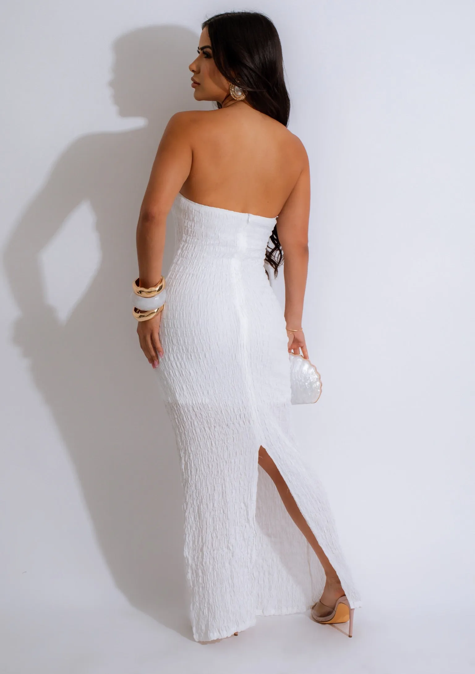 Flashing Lights Midi Dress White