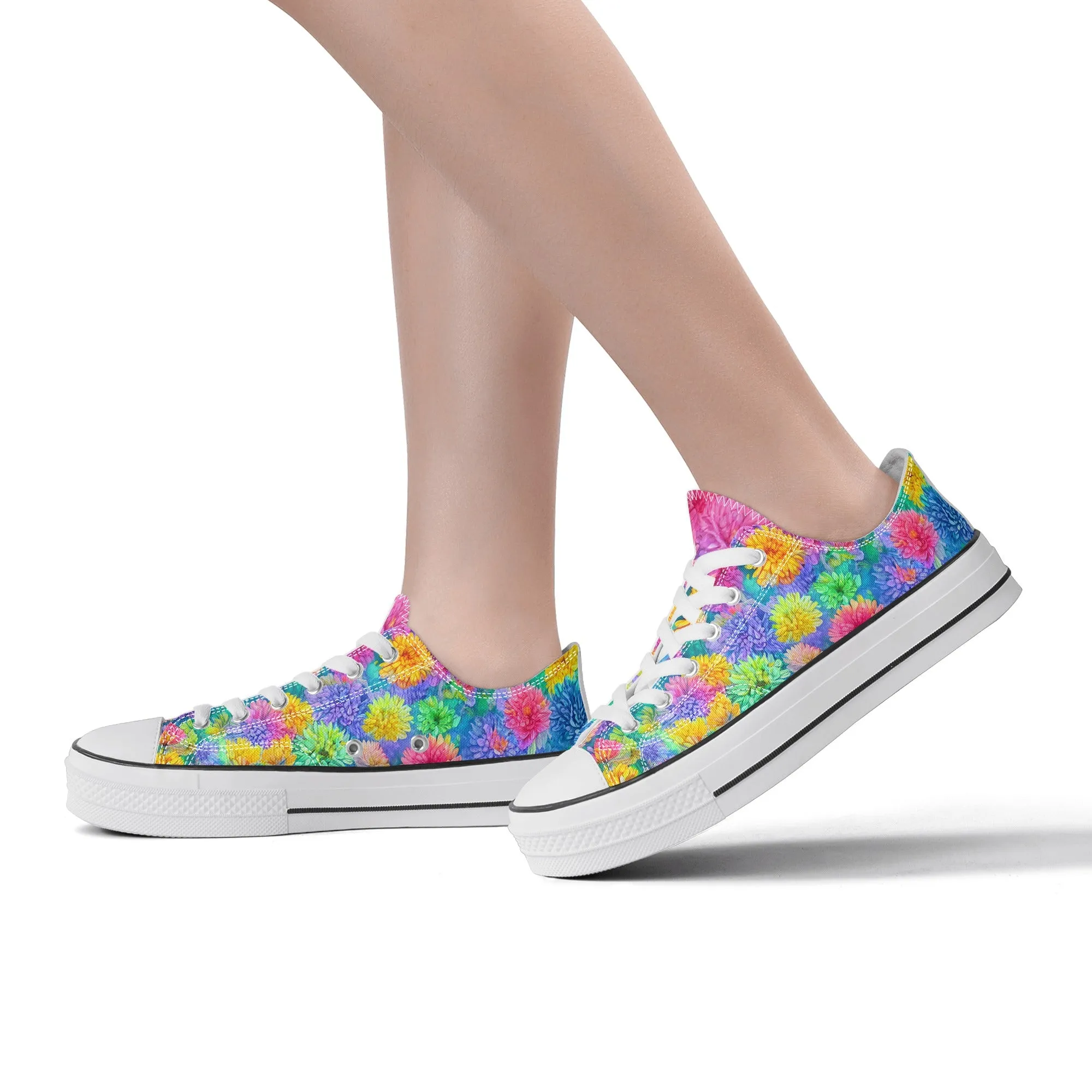 Flowers Womens Low Top Shoes, Garden Classic Canvas Converse Sneakers.